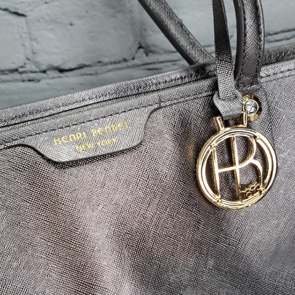 HENRI BENDEL LARGE 'METALLIC' LEATHER TOTE BAG STUDDED SIDES - Picture 7 of 16